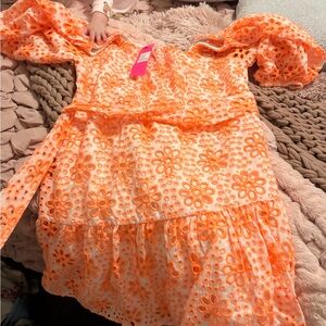 Vibrant Orange Floral Dress